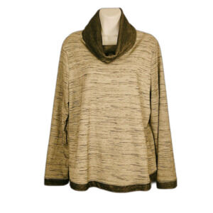 WEEKENDS BY CHICO'S WOMEN GRAY LONG SLEEVE COWL NECK KNIT SWEATER. SIZE 2